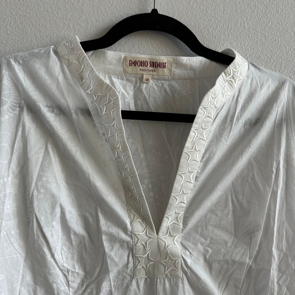 Emporio Sirenuse Embroidered Stars white cover up dress Size 48 - Picture 3 of 7